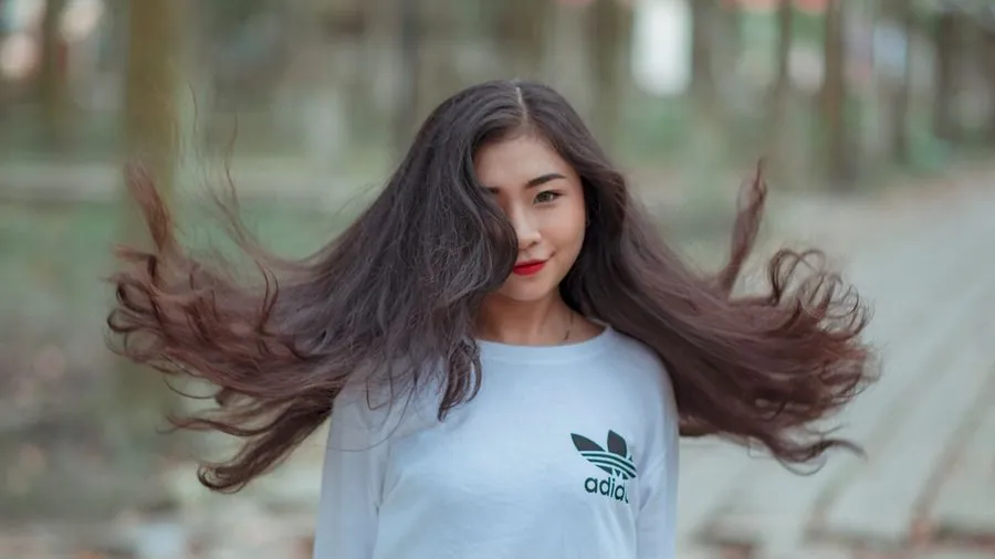 Long flowing brunette hair