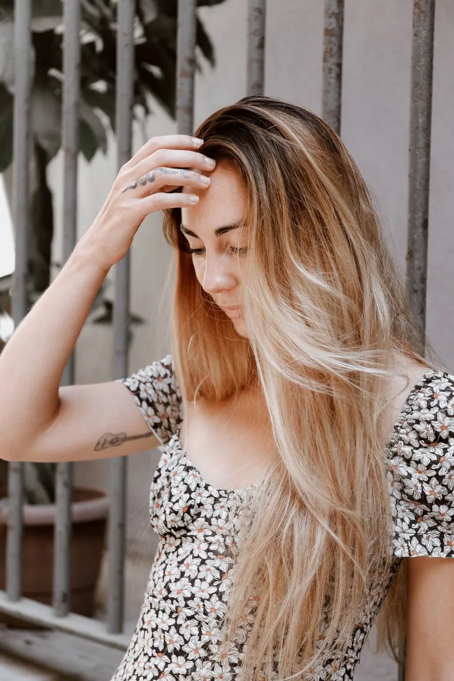 Bright blonde hairstyle